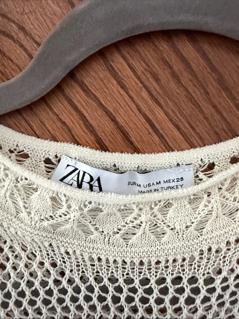 Zara Cream Crochet Cold-Shoulder Crop Top